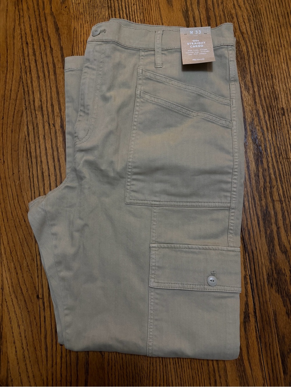 Madewell The Garment-Dyed '90s Straight Cargo Pant - Ash Green, size 33